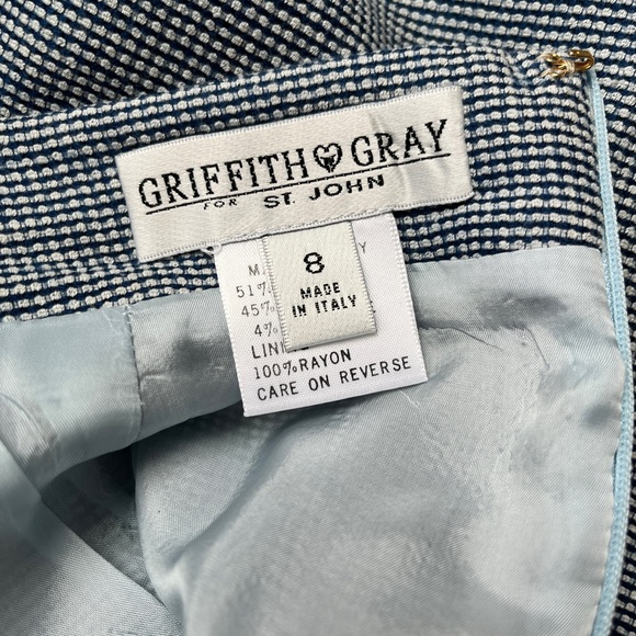 Vintage Griffith & Gray Blue & White Blazer Skirt Suit Set - Picture 8 of 8